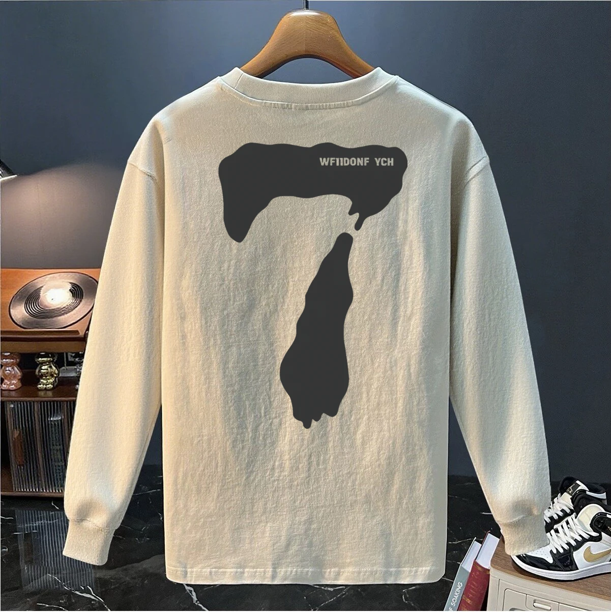 

Брендовая футболка Outlet из чистого хлопка Long Sve Loose Fit ex, осенняя коллекция в стиле ретро, молодежная модная повседневная одежда