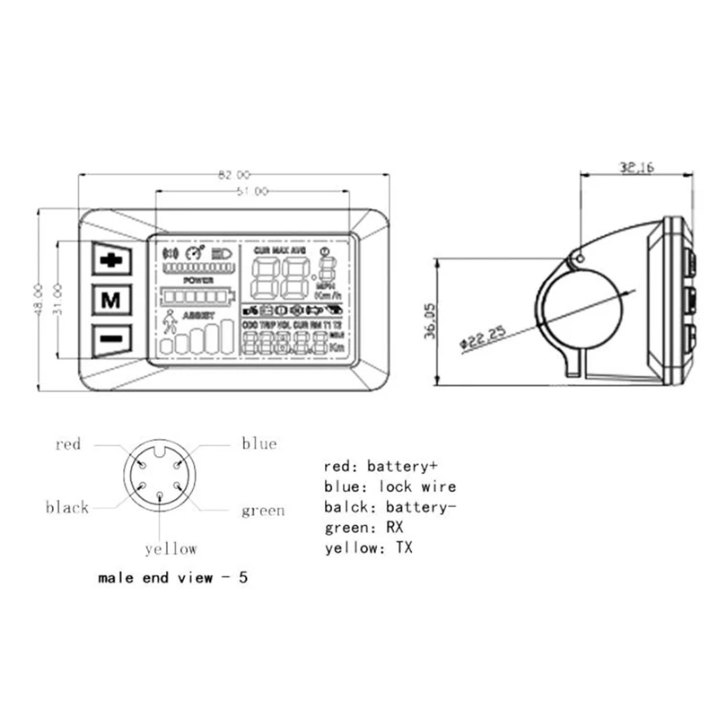 24/36/48V G51 Instrument Controller Set LCD Display High Temperature Resistant Scooter Electric Bike Parts Accessories