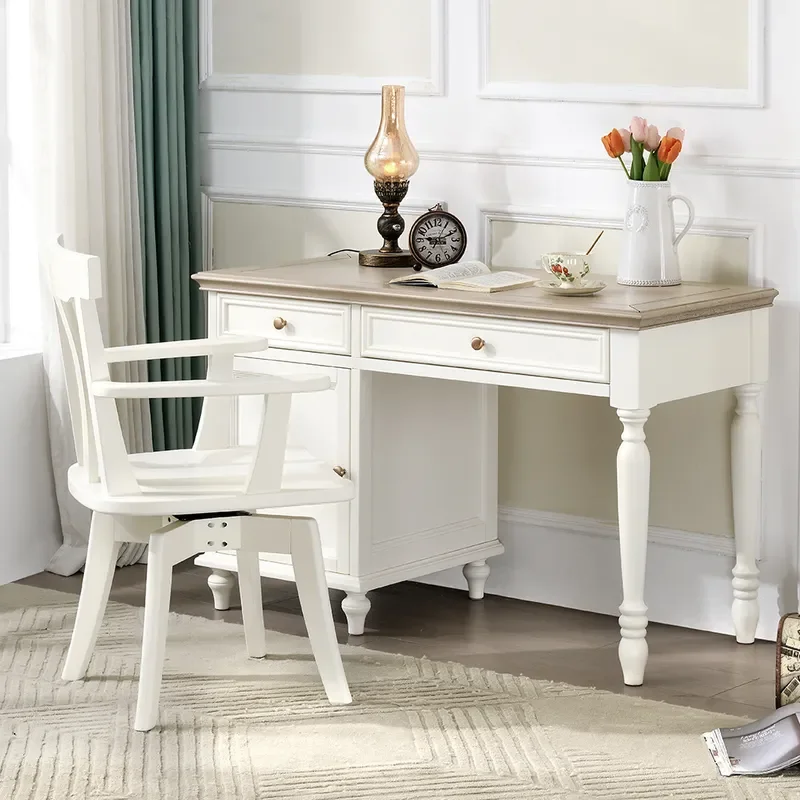 for American White All Solid Wood Desk 1.2m with Cabinet Computer Desk Study Room Home Bedroom Study Desk