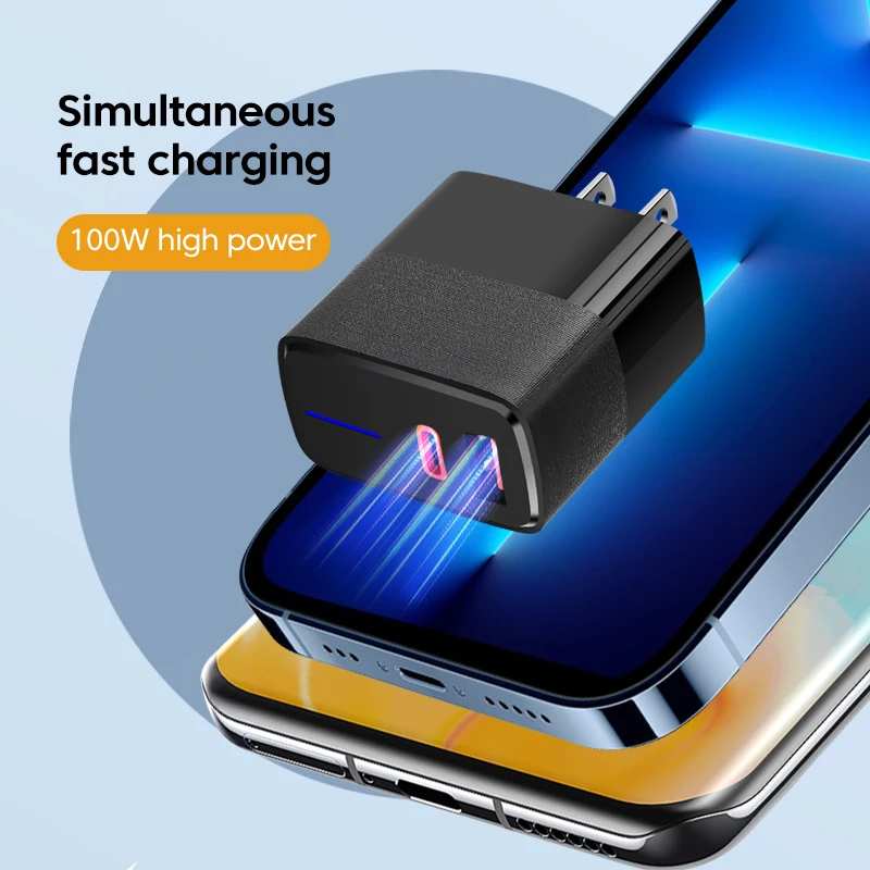 Elough 100W Fast Charging USB LED Charger PD Quick Charge 5.0 USB Type C Charger Adapter For iPhone  Max Samsung Xiaomi Huawei