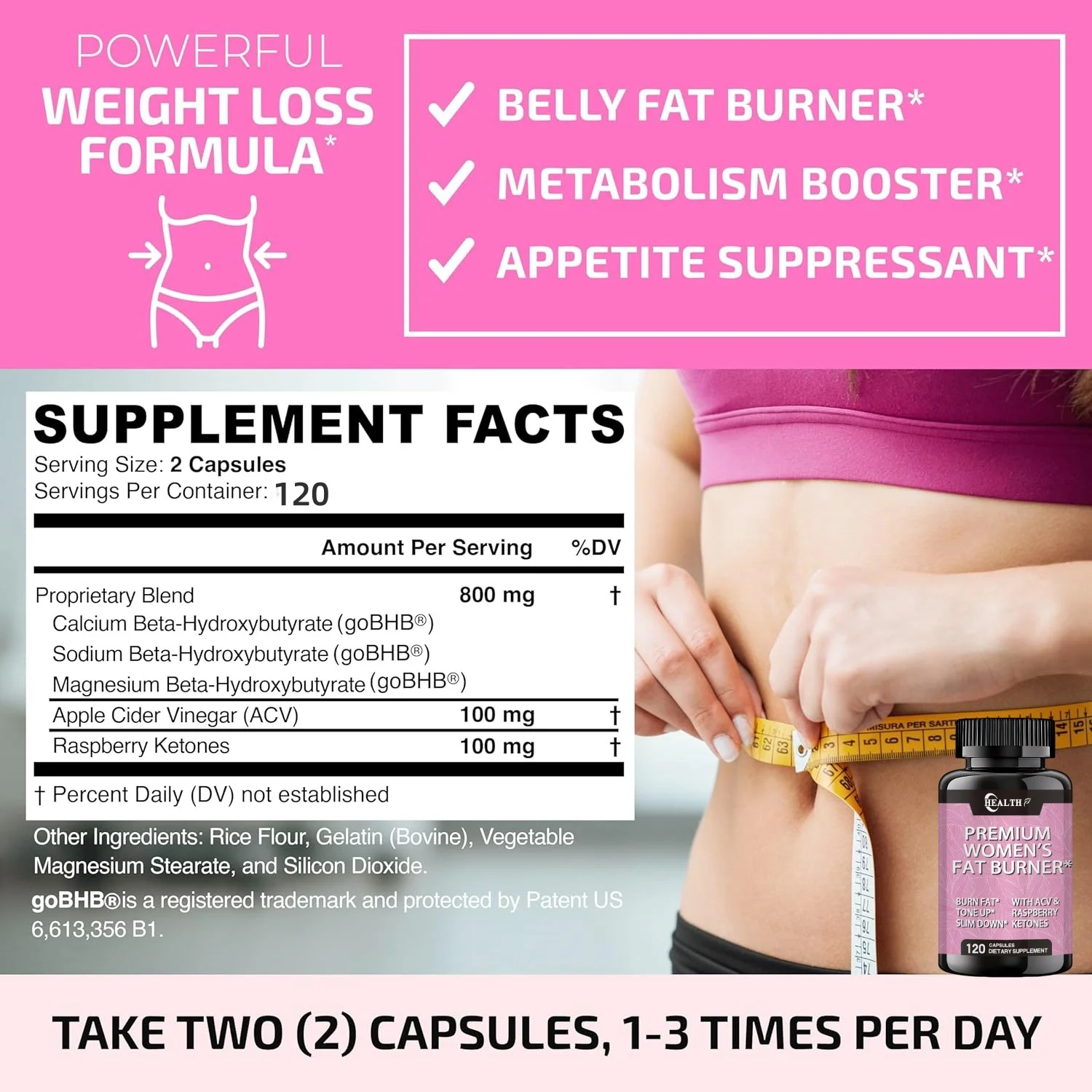 Female Fat Burner Pills Raspberry Ketone Abdominal Fat Loss with Appetite Suppressant Metabolism Booster