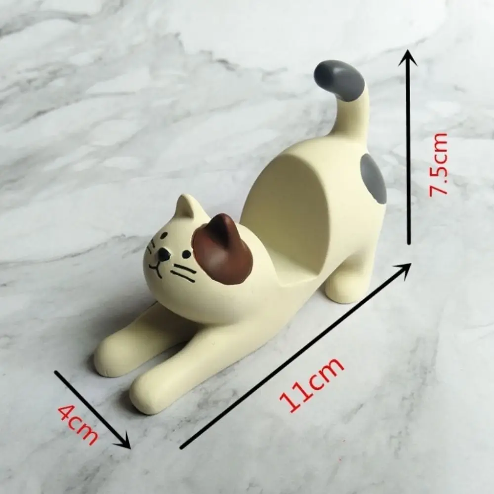 Cat Model Cat Phone Holder Resin Doll Support Mobile Phone Stand Stretch Oneself Desk Decor Cell Phone Bracket Desktop Ornaments