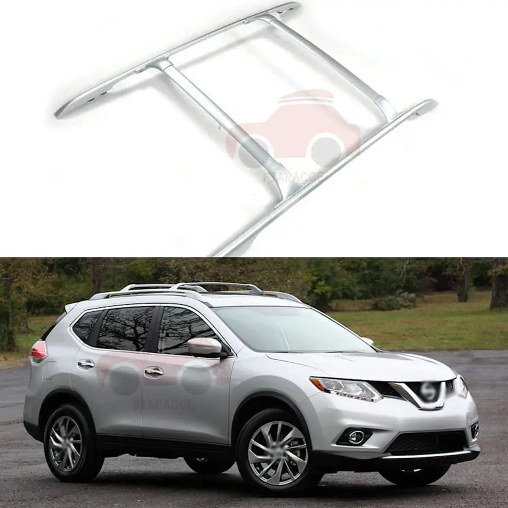 FTAPACCE 4PCS Roof Rail Racks +Cross Bars Luggage Carrier Set Fits for Nissan X-Trail Rogue 2014-2021 (All Silver A)