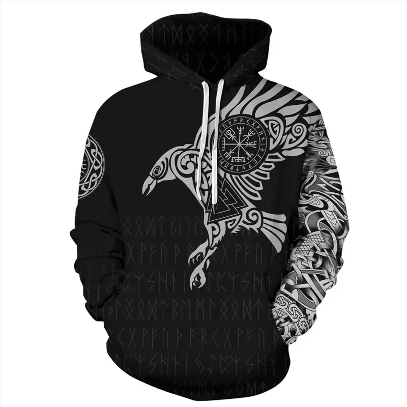 

Men's Large Loose Sports Hoodie, Bohemian 3D Printed Top, Urban Retro Long Sleeve Hoodie