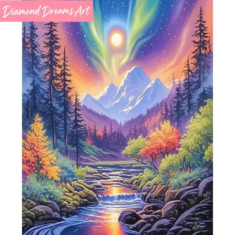 Rahmenloses, 5D DIY Diamant-Malerei Komplettset, Quadratische/Runde Fantasie-Diamant-Stickerei, Mosaik-Landschaft Heimdekoration