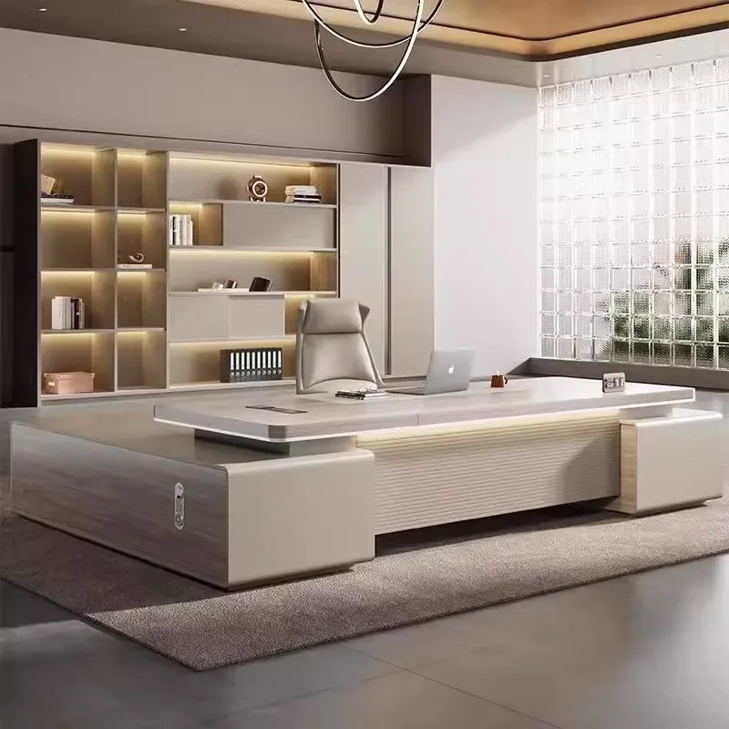 Simple modern boss office desk and chair combination light luxury senior sense president new Chinese manager business