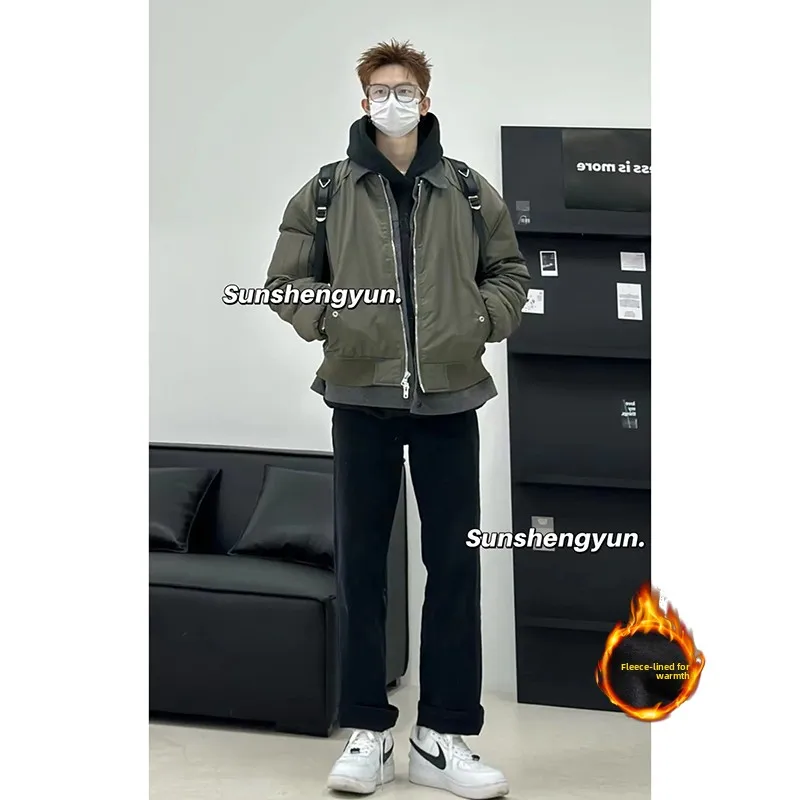 

Cleanfit Men's Bla Fce Lined Slim Straight Leg Trousers Autumn Winter Faion Brand Street Sle Long Pants