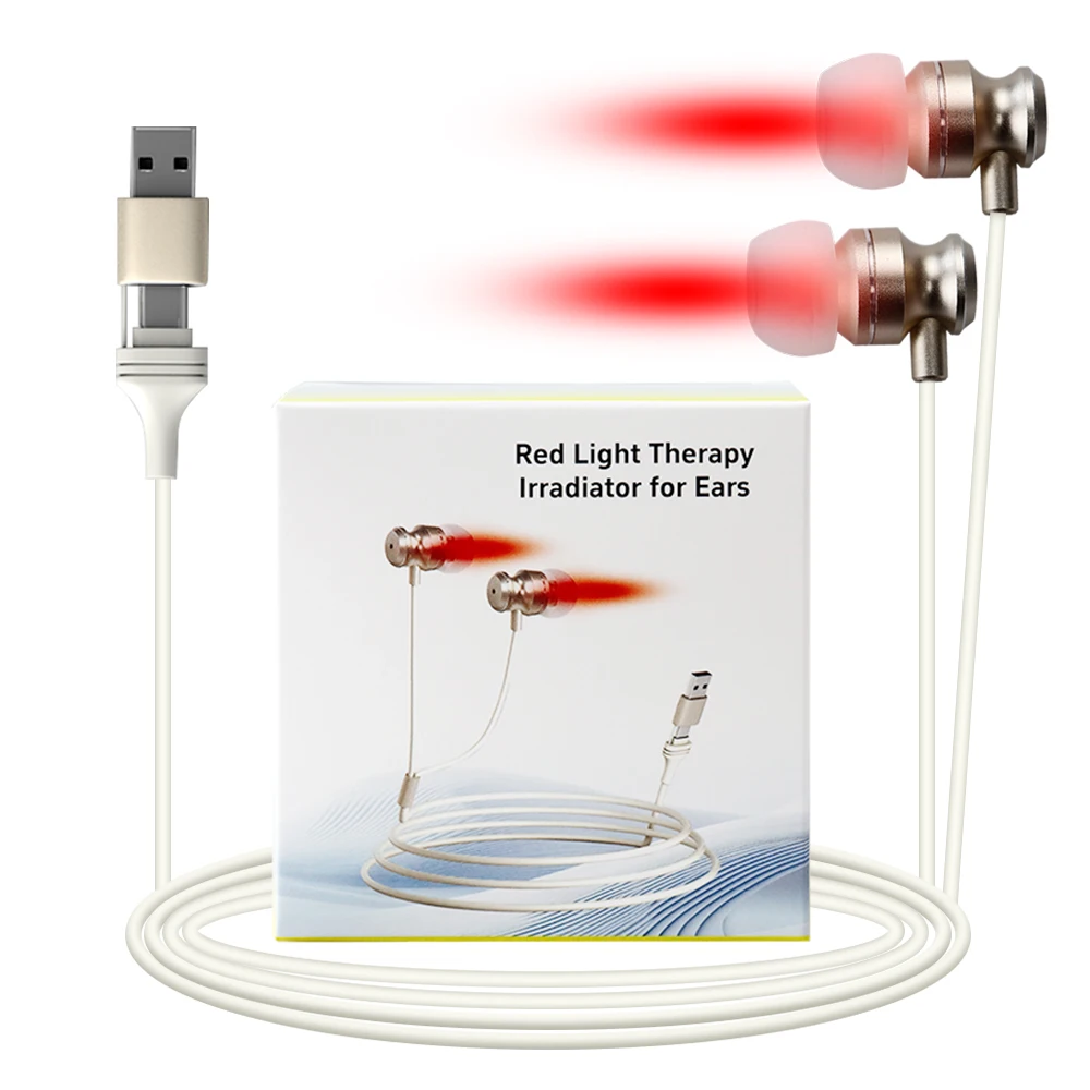 

Tinnitus Ear Red Light Therapy Irradiator 650nm Laser for Tinnitus Otitis Media Ear Care Type C USB Interface Physiotherapy