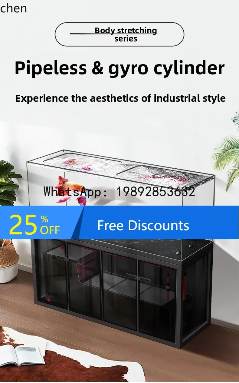 YFY Fish Tank Living Room Large Tank No Pipe Fittings Frameless Arowana Tank No Water Change Needed Jiro Koi Fish Pond