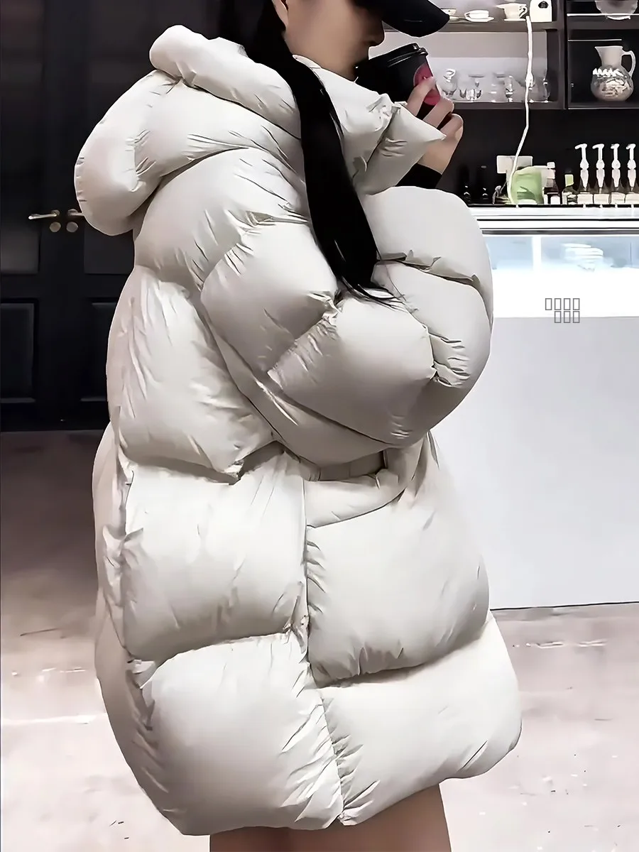 

Women's Thiened White Du down Puffer Jaet Winter Coat Hooded Warm Sli Sweet Sle Regular Length No Brand