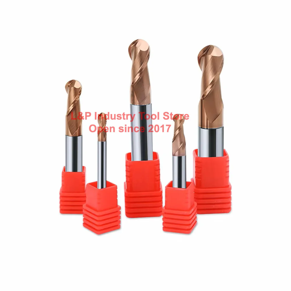 HRC55 2T สองขลุ่ยปลายจมูกบอล CNC Milling Professional CUTTER Router อุปกรณ์เสริมใบมีดเจาะเหล็กทังสเตนเครื่องมือทํางาน
