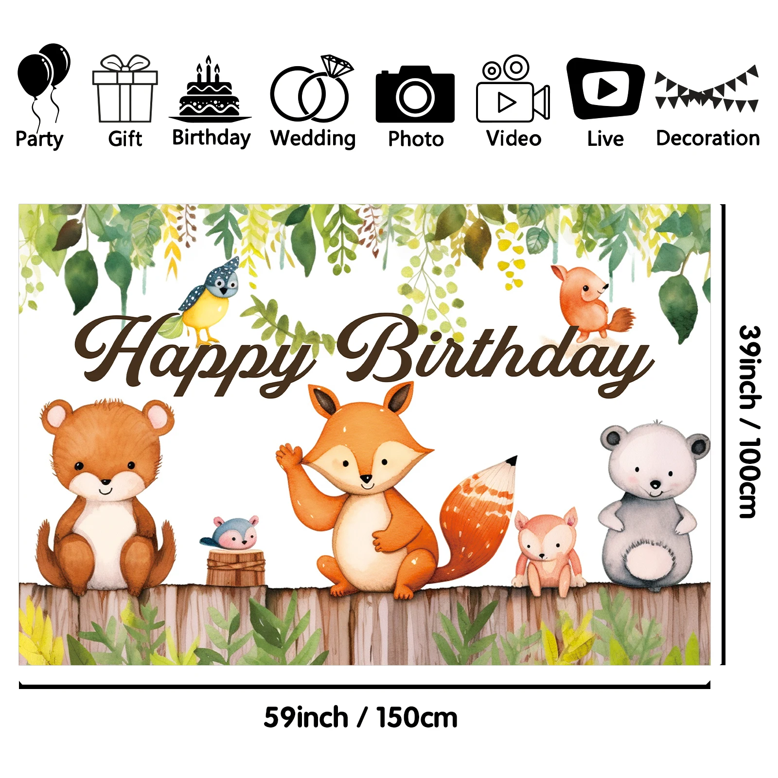 1PCS 100x150cm Baby Birthday(16) Theme Backdrop,Photography Background,Used To Gifts,Activities Or Other Party Decoration