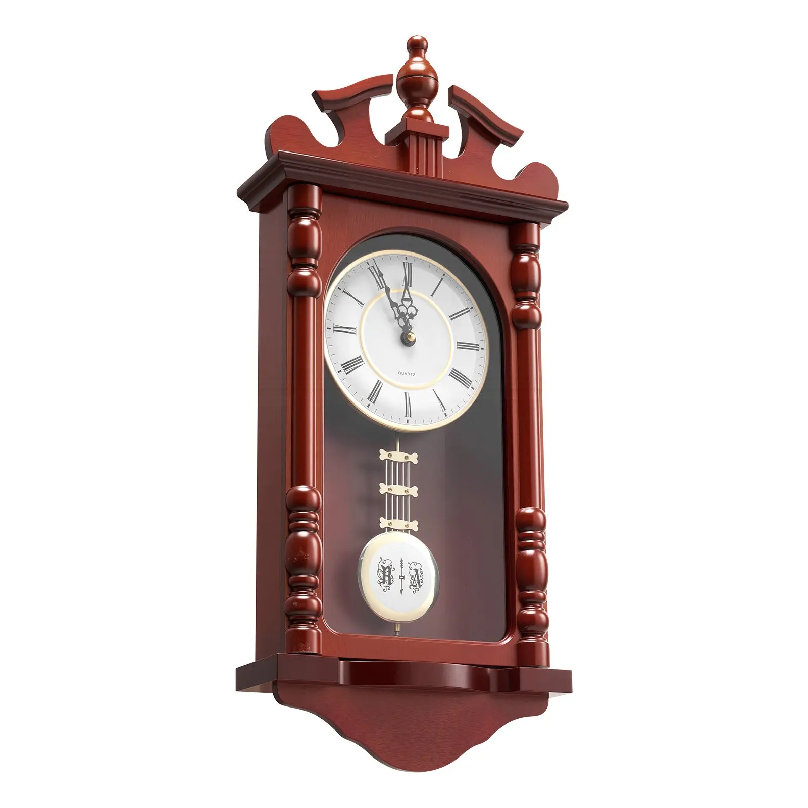 

Grandfather Clock, 23.2 In Classic Vintage Pendulum Clock, Pine Wood & MDF Wall Clocks With Quartz Movement And Quiet Design, For Living Room, Bedroom, Home Decor & Gift (Cherry Tone Finish)