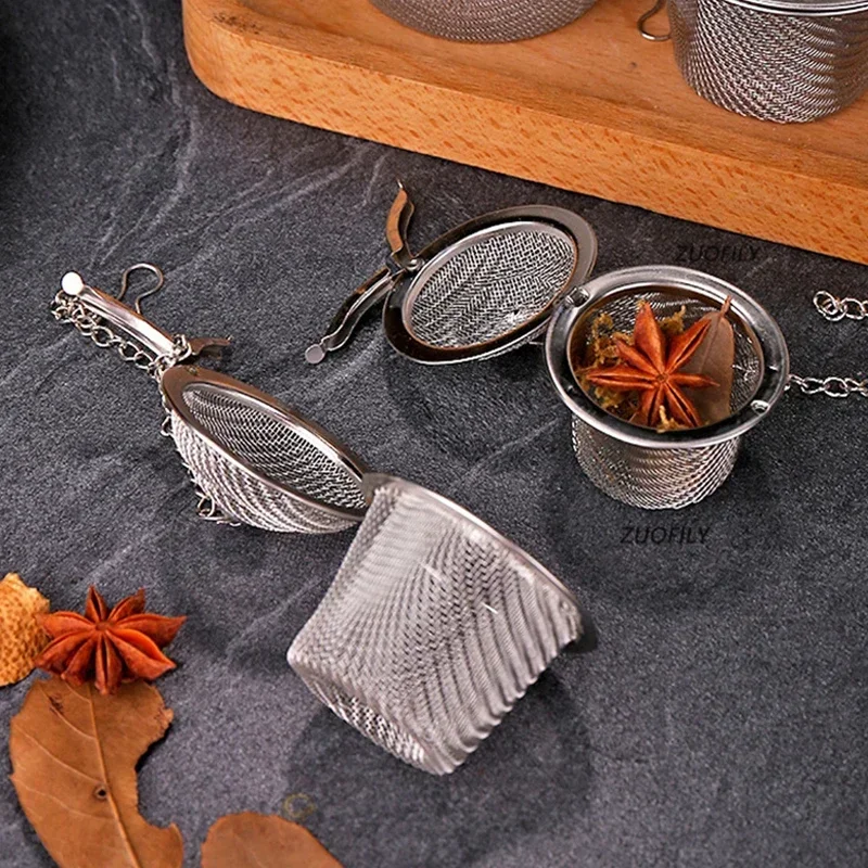 

6 Size Stainless Steel Tea Strainer Infuser Tea Ball Lock Ball Tea Spice Net Herbal Ball Cooking Tool with Chain Kitchen Gadgets