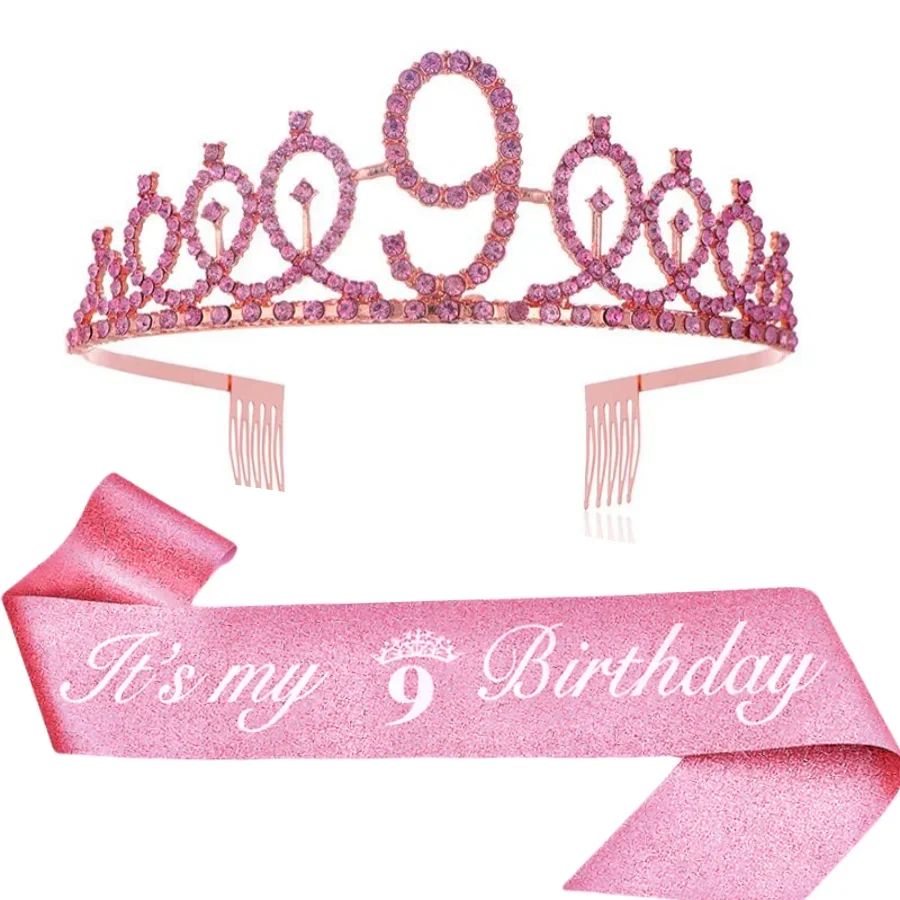 Geburtstags-Tiara-Krone-Schärpe für Frauen und Mädchen – „Es ist mein 4., 5., 6., 7., 8., 9., 10., 11., 12., 13., 15., 16. Geburtstag“ – Partydekoration – Detail 2