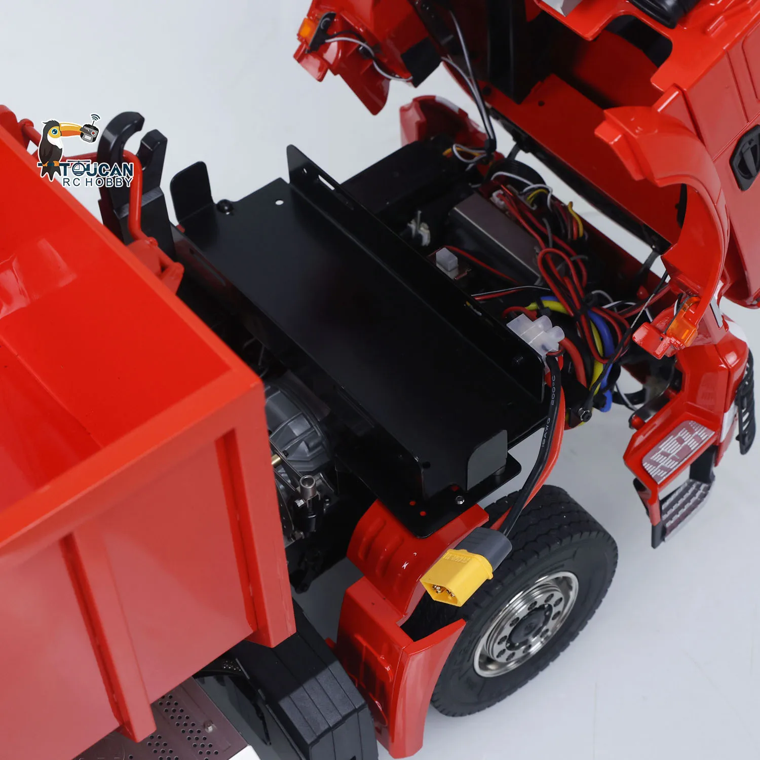 

Toys Metal 1/14 8x8 RC Hydraulic Dumper Roll Off Dump Truck 3363 Rear Axle Steering 3 Speed Transmission Light Sound Tipper Gift