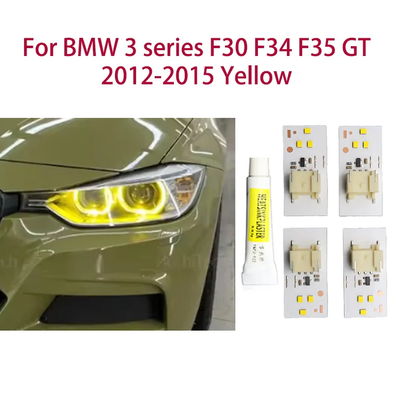 

1 pair For BMW 3 series F30 F34 F35 GT 2012-2015 Lemon Yellow DRL Chip Angel Eyes light modification Car headlights Ballast chip