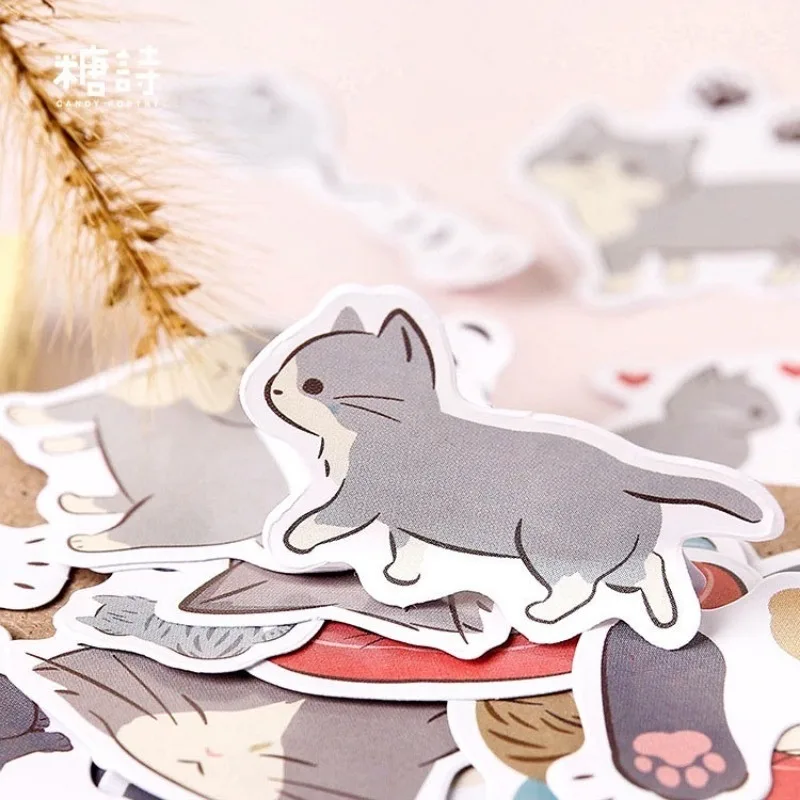 46pcs Cute Cat Decorative Stickers Kawaii Pets self-adhesive Stickers DIY Deco Sticker Student Stationery