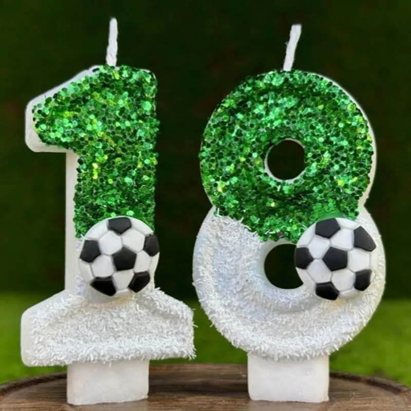 Nice Football Birthday Cake Candles 0-9 Number Soccer Candles White Green Cupcake Toppers Cake Decorating Supplies