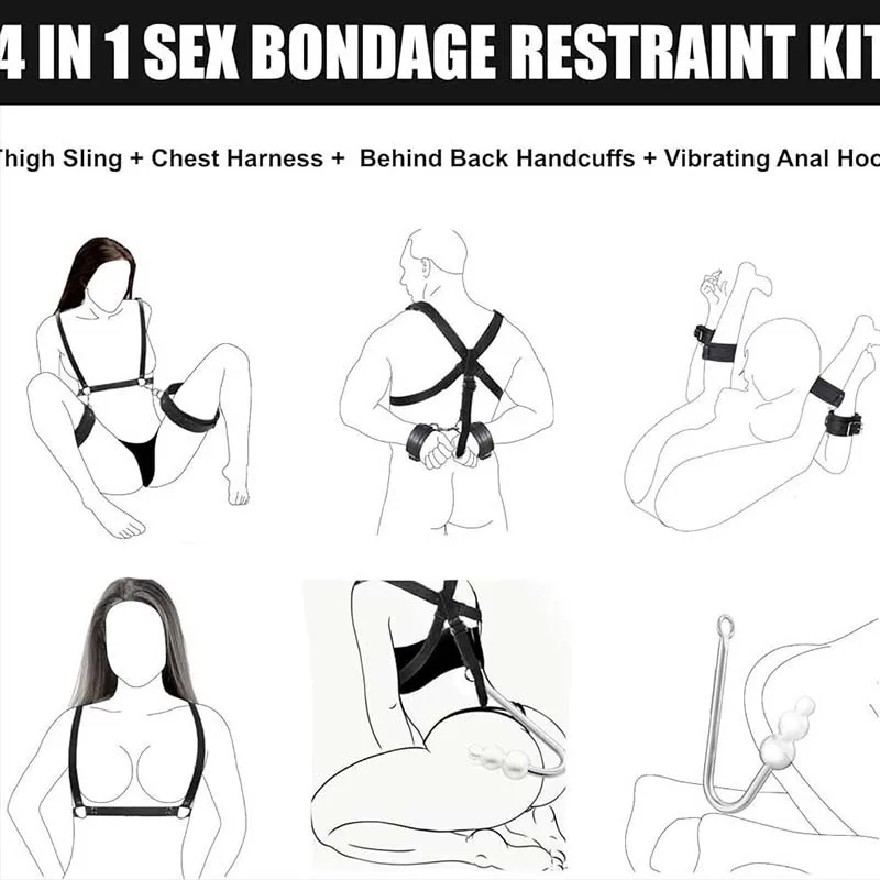 SM Adult Sex Toy Backhand Binding Apertural Plug Anal Hook Bondage Toys Bdsm Kit Slave Bondage Handcuff Couple Bundle Game 18+ - Image 3