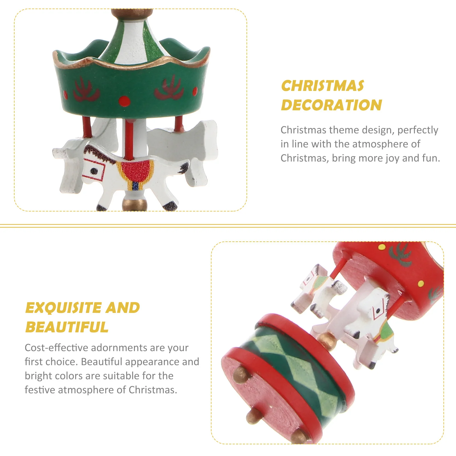 

6 pcs Christmas Merry-Go-Round Ornaments Rotating Horse Decorations Holiday Party Home Decor Supplies Festive Pendant