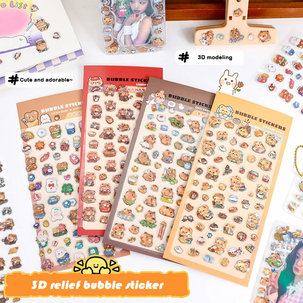 

New Capybara Relief Jelly Sticker DIY Butter Bear Relief Stickers Plastic Multi-color 3D Stickers Mobile Phone Decoration