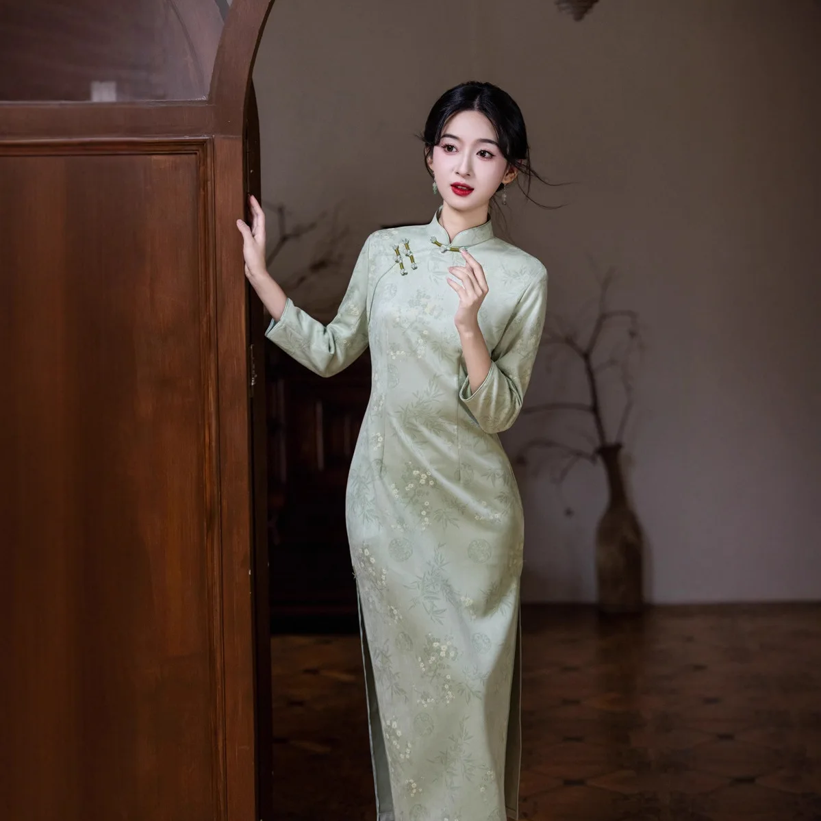 New Autumn and Winter National Style Improved Cheongsam Chinese Large Size Long Wedding Ceremony Banquet Dress