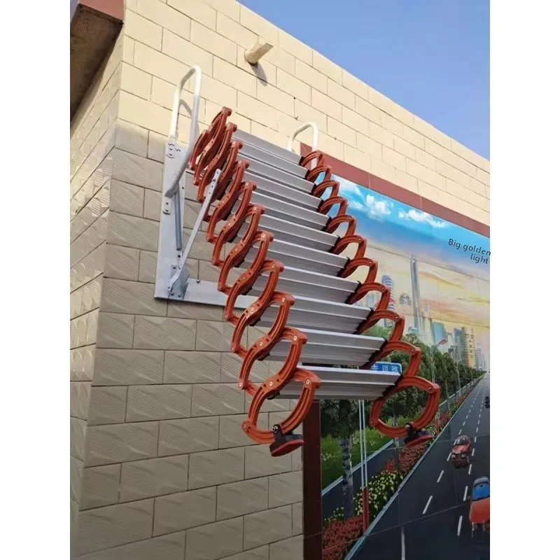 Modern Design Telescopic Folding Retractable Lifting Ladder Wall-Mounted for Home or Outdoor Use