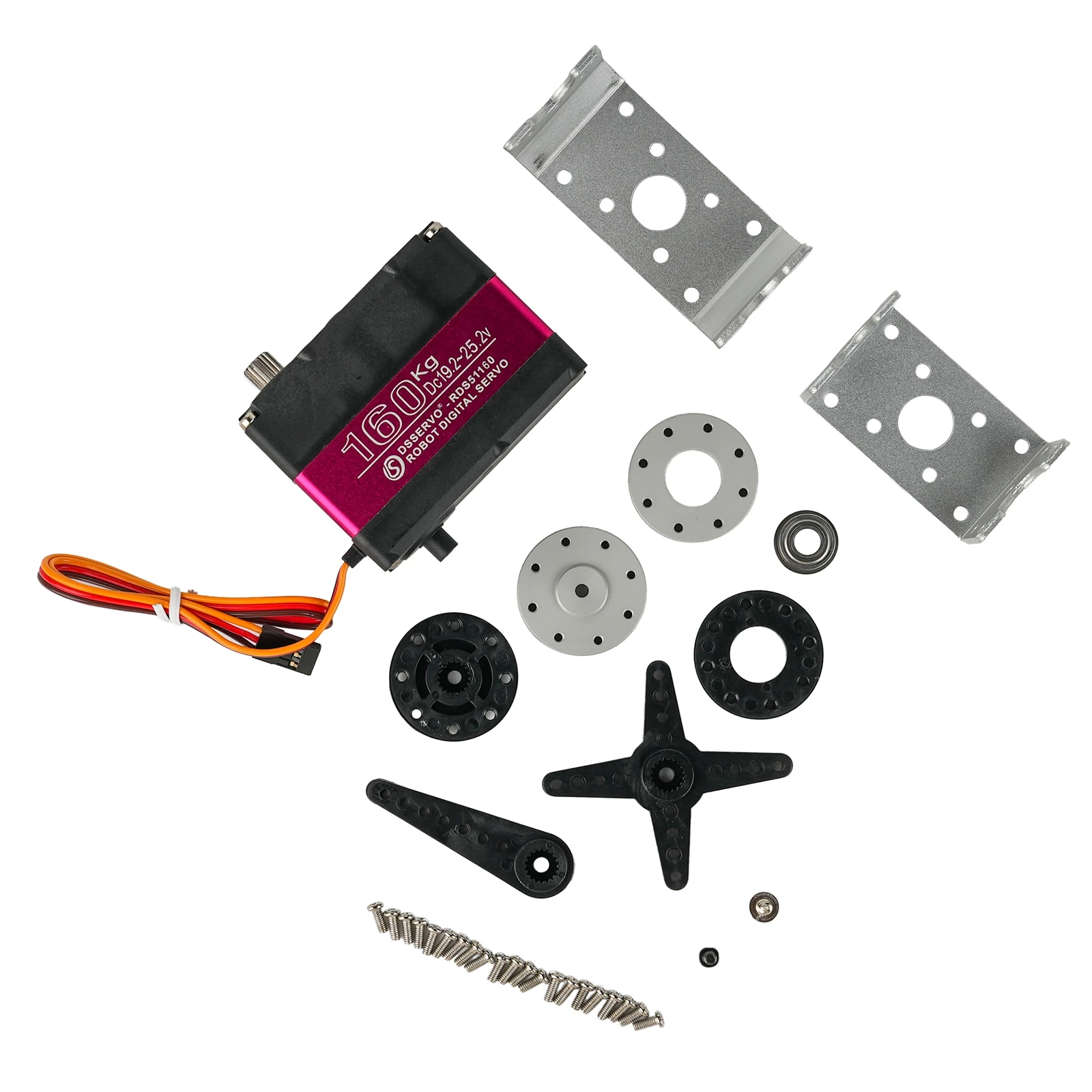 

RDS51160 160KG Digital Servo 24V High Torque Dual Axis 180/270° IP66 Waterproof w/U-Bracket for RC Robot Car Heavy Duty