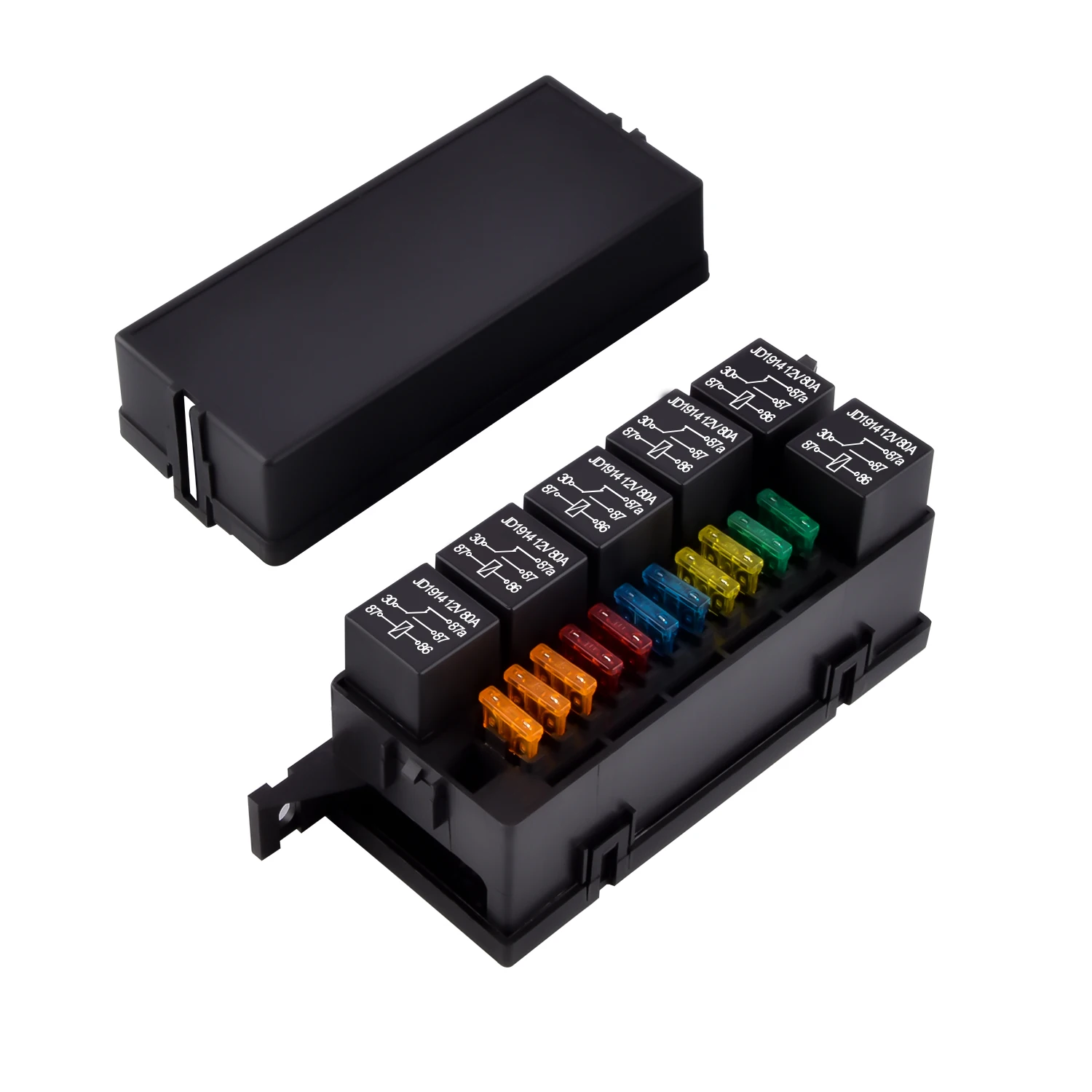 12V Auto 11 Way Fuse Relay Box Block With 5 Pin Relay and Fuses For Automotive Car Marine Truck Trailer Boat