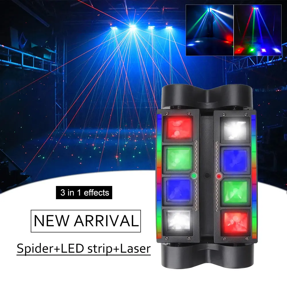 Mini Stage Lighting DJ Party Laser Light Spider Beam Moving Head Lamp Projector Light Strobe Party Club Home Holiday Decoration