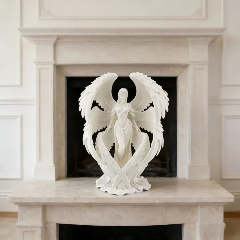 3D Printed Six-Winged Angel Statue PLA Figurine for DIY Hand Coloring Home Decor Desktop Ornament European Style Room Decoration view 4