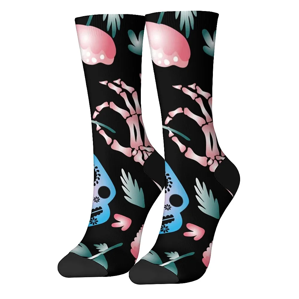 Meias de tubo médio versáteis com estampa de esqueleto, elegantes e fofas, estilo versátil, respiráveis e quentes, presente perfeito