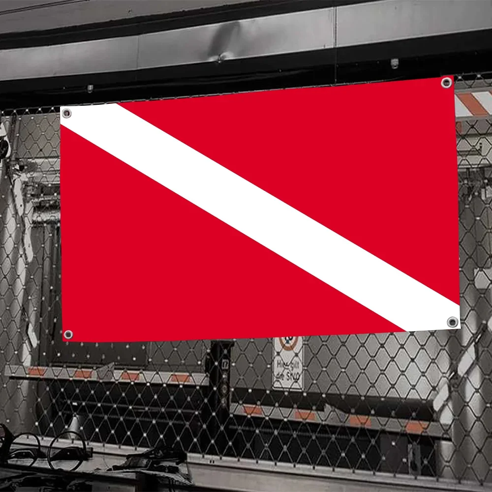 Diving Kayak Boat Red Diver Down Safety Signal Marker Flags And Banners Four Hole Flag Polyester Outdoor Decor Room Aesthetic