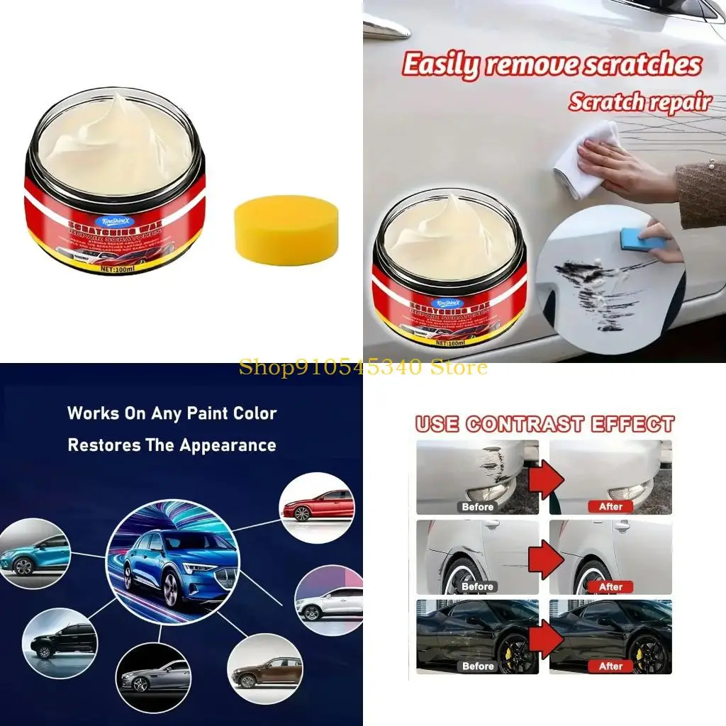 U2JA Car Scratch Remover Paint Care Tool Auto Remover Scratches Repair Polishing Wax with Wipe Sponge
