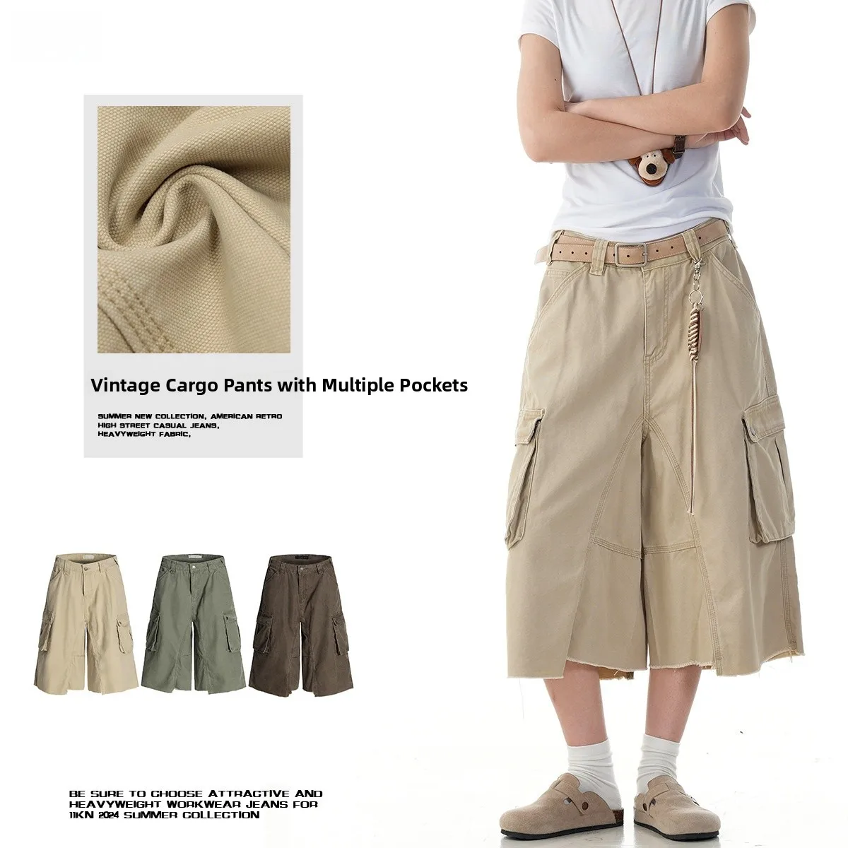 

Американские ретро-брюки в рабочем стиле, укороченные, мужские, свободные, повседневные, стройнящие, с объемным 3D-кроем, прямые, женские