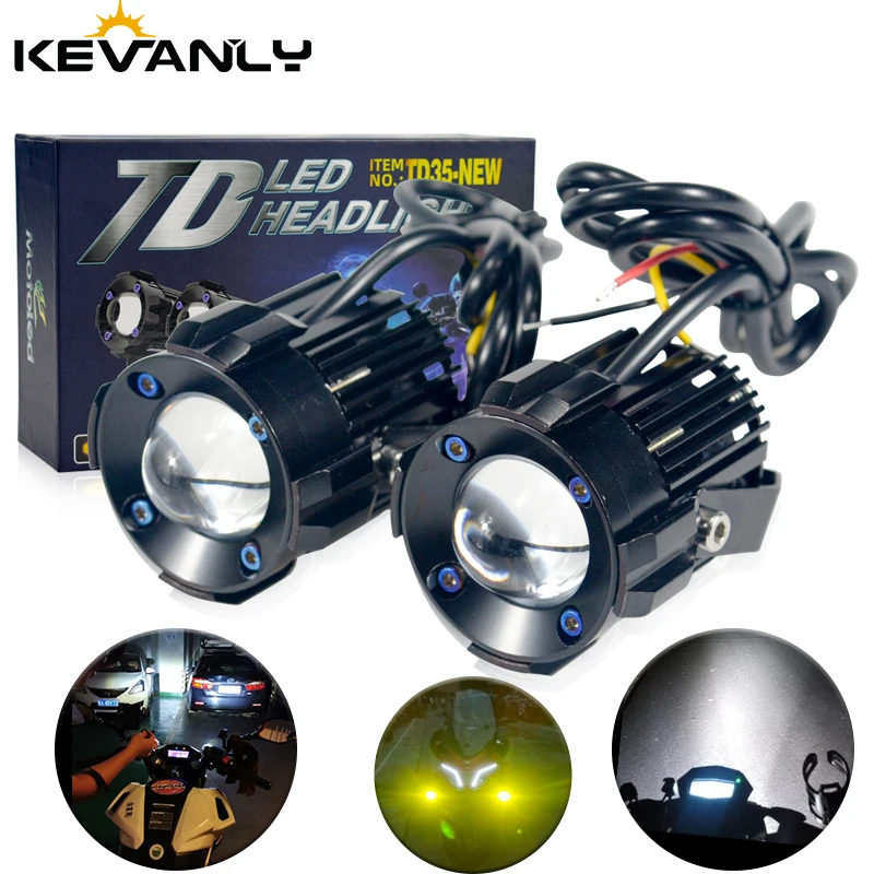 

Motorcycle TD LED Headlight Fog Light Lamps High Brightness Auxiliary Spotlight Additional Mini Projector Headlamp for Off-road