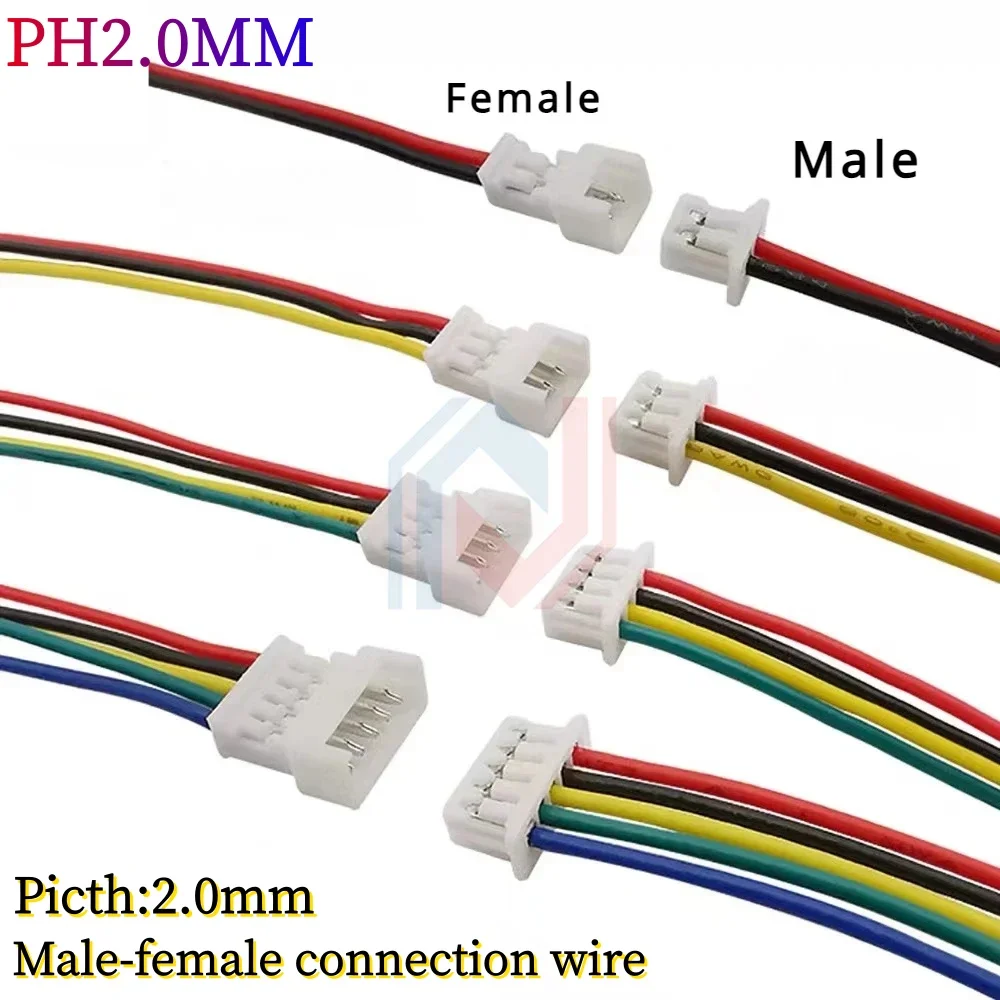 PH2.0mm Male Female Wire Connector Pitch 2.0MM 2P 3P 4P 5P 6P 7P 8P 9P 10P 11P 12 Pin Plug Jack Terminal Cable 10 20 30CM