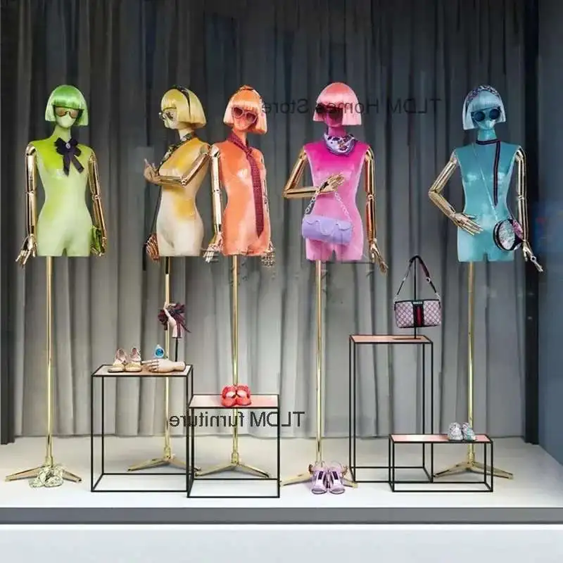 

Women's Clothing Store High-end Mannequin Colorful Cloth Cover Female Half-length Mannequin for Window Clothing Display Rack
