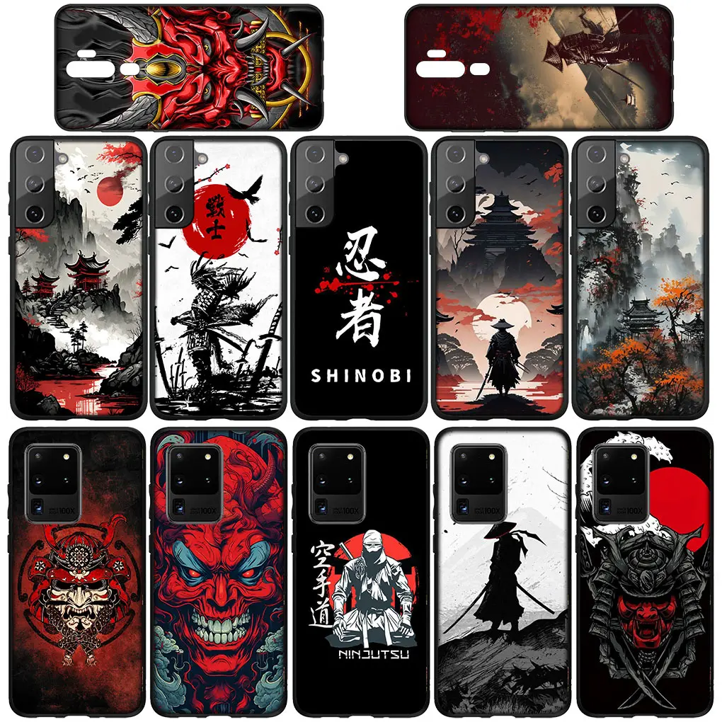 Japan Samurai Skeleton Skull  Ninja Bushido for Samsung Galaxy S24 S23 Fe Ultra Plus A55 A35 A24 A25 A15 A05 M55 M15 Phone Case