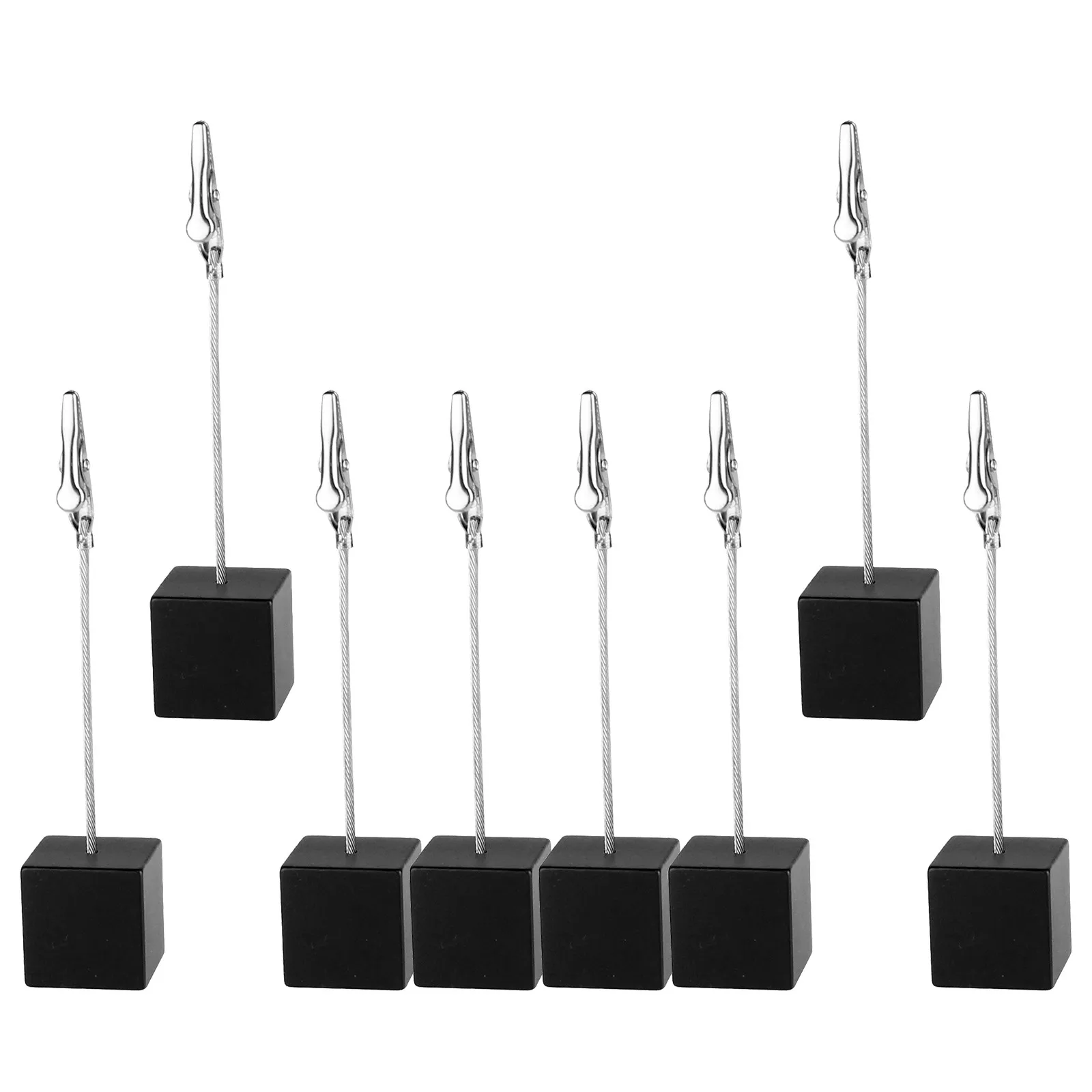 8Pcs Resin Cube Base Memo Clip Holder Desktop Photo Note Card Stand Black Alligator Clip Suitable Office Party Wedding