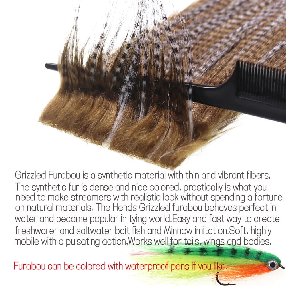 2 Stück 8x16cm Kunstfliegenbindematerialien aus synthetischer, flauschiger Faser für Fliegenkörper und -schwänze – ideal für Hecht-, Barsch- und Salzwasserfliegen – Detail 4