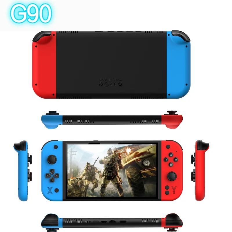 G90 7 بوصة 64 جيجابايت 4000 مللي أمبير وحدة تحكم ألعاب محمولة عالية الوضوح لـ PSP/PS1 وحدة تحكم ألعاب التلفزيون الرجعية الحنين