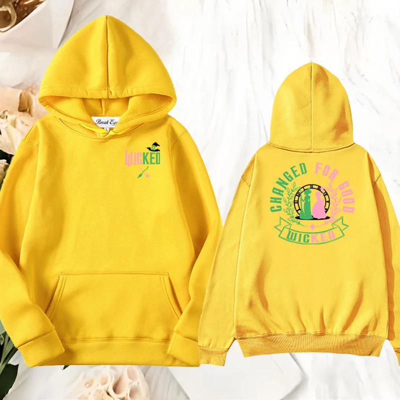 

Changed for Good Wicked Printing Women Hoodie Polyester Pullover Pockets Loose Thin Spring Autumn Sports Leisure Lady Hoody