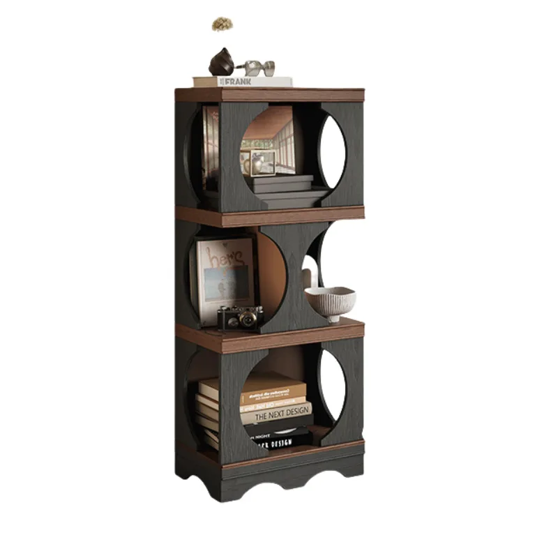 

French retro solid wood bookcase small household dining side French locker bookshelf solid wood