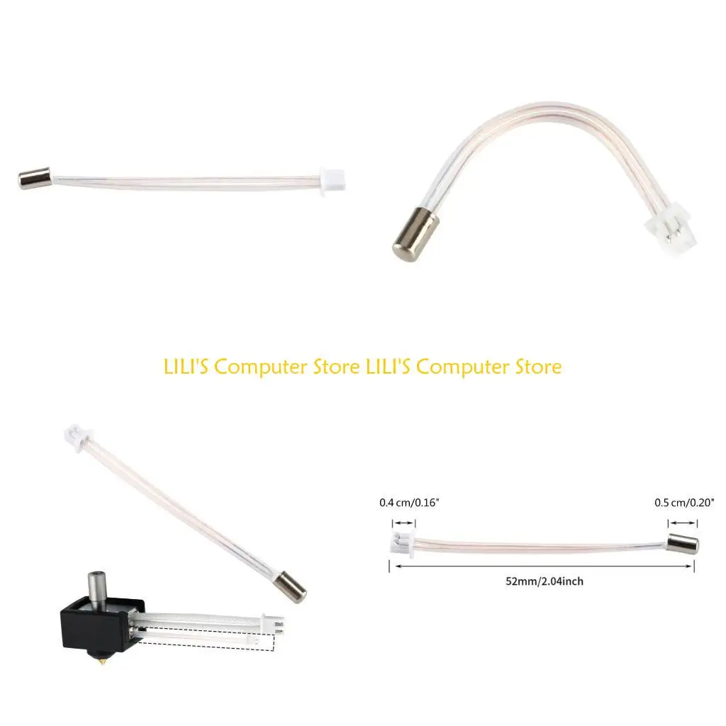 

A52B 3D Printer Accessories Ender-3 S1 Extruder Thermistor Temperature HT-NTC100K 52mm/2.04in