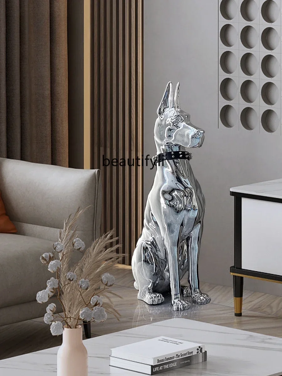 Modern light luxury electroplating dog high-end home jewelry living room high-end decorative floor ornament