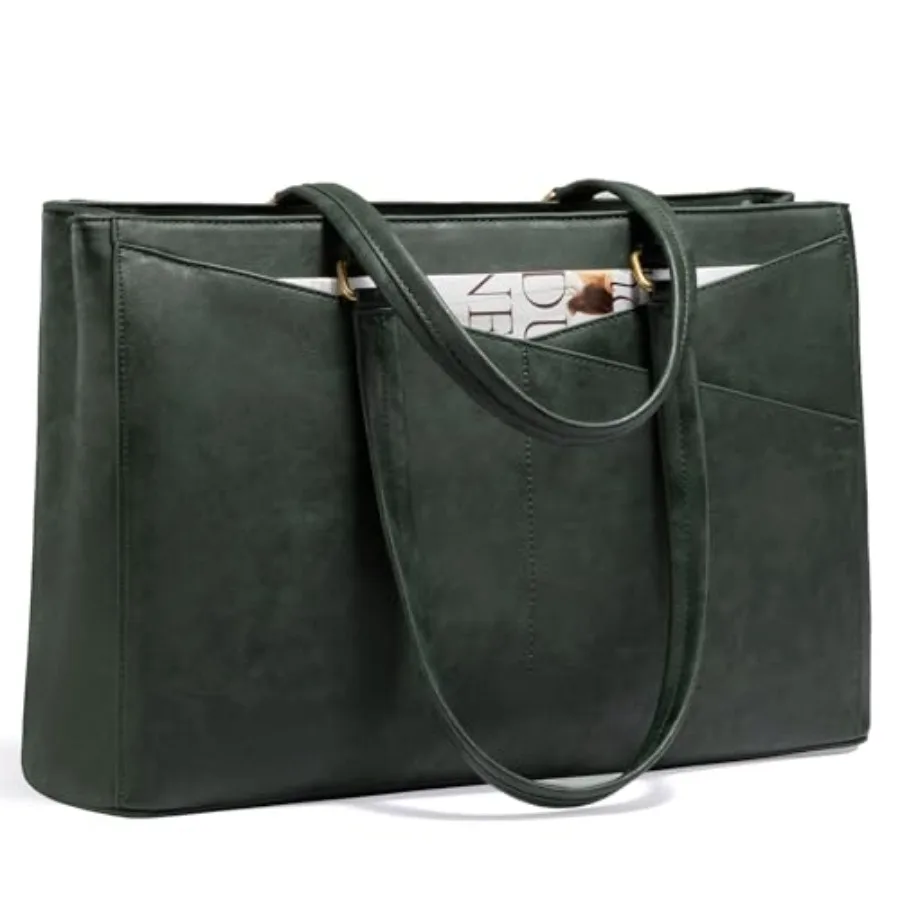 Laptop Bag for Women, Laptop Tote Bag for Women, Vtage Leather Work Tote Bags Computer Busess Teacher Bag, Waterproof Office Br
