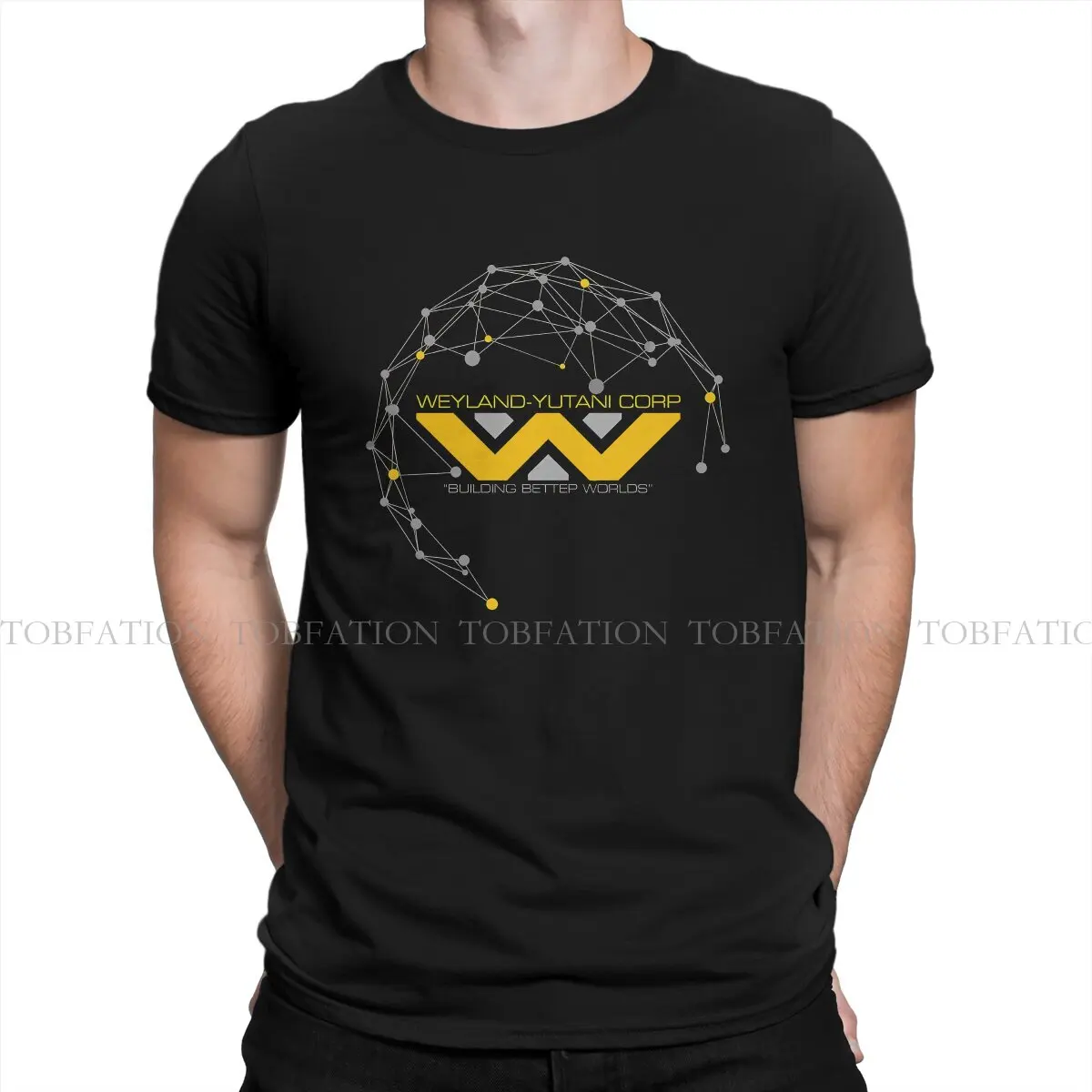 Weyland Yutani TShirt For Men Alien UFO Clothing Style T Shirt 100% Cotton Homme Print Loose