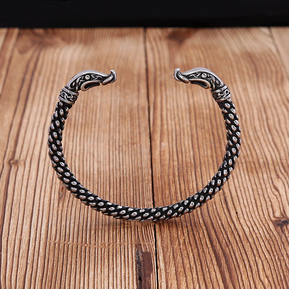 Retro Viking Snake Bracelets Punk Stainless Steel Creative Animal Bracelet for Men Women Amulet Jewelry Wholesale Accessories view 4
